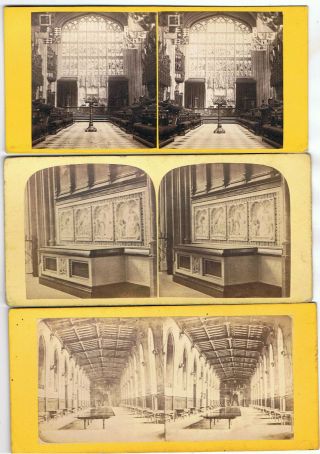 3 Stereoviews - Interiors At Windsor Castle