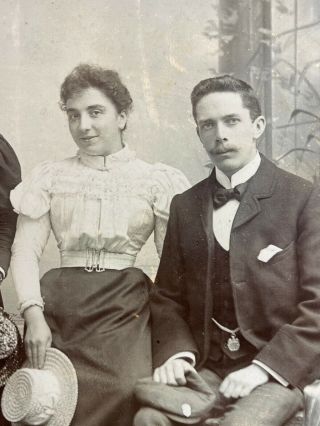 Victorian Photo: Cabinet Card: Elegant Young Man Ladies: Watch Cap: Blackpool 3
