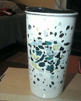 Starbucks 2014 Confetti Marble Speckled Ceramic Travel Tumbler Collectible