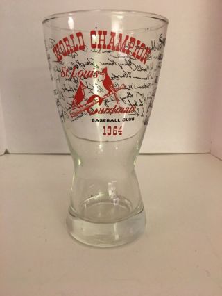 World Champion 1964 St.  Louis Cardinals Baseball Glass With Signatures