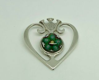 Gorgeous Vintage 1971 Sterling Silver Caithness Glass Luckenbooth Pendant