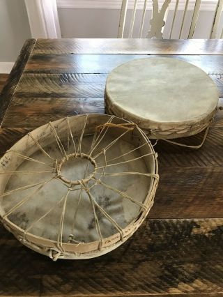 Vintage 14.  5”native American Ceremonial Rawhide Drum Hand Made William Commanda