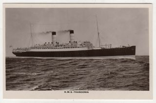 Cunard Line Rms Franconia Rppc Rp Real Photo Postcard Ocean Liner Cruise Ship