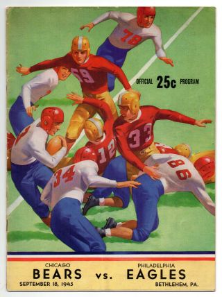 Chicago Bears Vs Philadelphia Eagles Vintage 1945 Nfl Program (liberty Stadium)