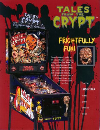 Tales From The Crypt Pinball Flyer 1993 Nos Halloween Horror Zombie Art