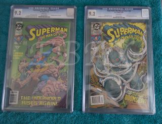 Superman Man Of Steel 17 & 18 Cgc Graded 9.  2 White Pages 1st Appear Doomsday