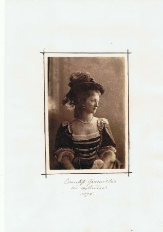 2 Mounted Albumen Photographs - Countess Granville In Costume 1875 & Painting
