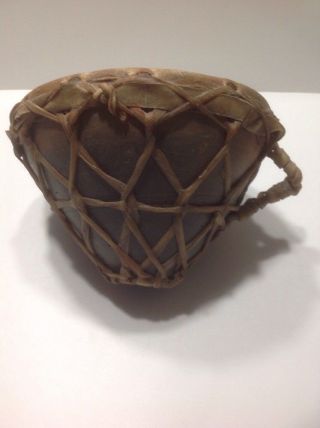 Vintage North AFRICAN Tribal Drum Animal Hide and Ceramic 2