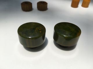 Bendix 526c Catalin Bakelite Knobs Highly Marbelized Green & Amber