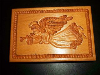 Vtg Gene Wilson Hand Carved Angel Wood Gingerbread Speculaas Cookie Mold