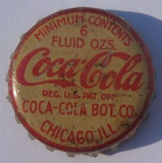 Coca - Cola Soda Bottle Cap; Chicago,  Illinois; Cork