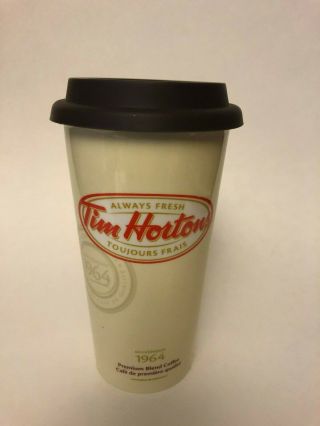 2012 Tim Hortons Always Fresh Since 1964 Le Ceramic Travel Mug With Silicone Lid