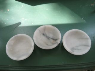 Set Of Three Vintage Small Shallow Marble Bowls