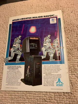 11 - 8 14” Major Havoc Atari Aston Belt Arcade Video Game Ad Flyer