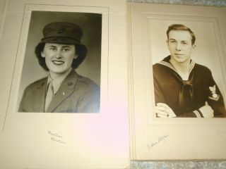 World War Two Era Photos,  Man In Sailor Uniform,  Female In Marine Uniform