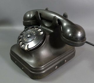 Art Deco Old German Siemens Type Bakelite Rotary Dial Telephone Desk Table Phone