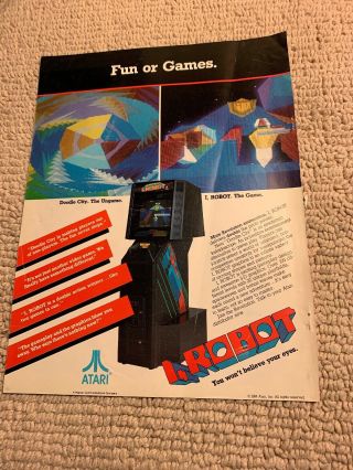 11 - 8.  5” I Robot Atari Arcade Video Game Ad Flyer