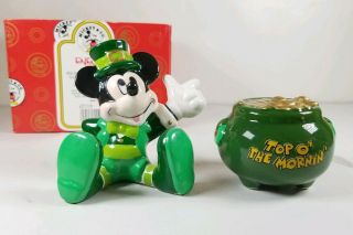 Enesco Mickey With Pot Of Gold Salt & Pepper Shakers 657719 St.  Patrick 