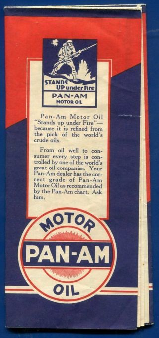 1932 PAN - AM Gasoline Motor Oils Highway Map Florida Road Map 2