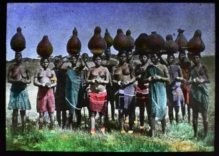 Antique Magic Lantern Slide Zulu Waterwomen C1920 Photo Africa