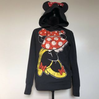 Disney Parks Ears Hoodie Jacket Womens Small Minnie Mouse Black Pullover Sweater