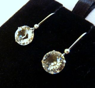 Vintage Art Deco Sterling Silver Rock Crystal Drop Earrings