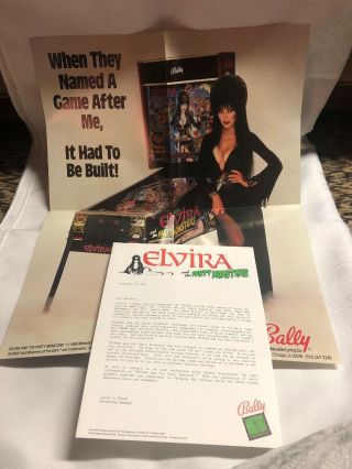 Bally 1989 Elvira And The Party Monsters Pinball 4 Page Flyer /poster W/bonus