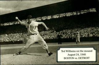 Baseball Postcard Ted Williams Boston Red Sox Pitching To The Detroit Tigers