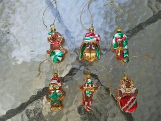 Disney Winnie The Pooh Blown Glass Christmas Tree Ornament Set Of 6 Eeyore Roo