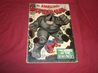 Spider - Man 41 Marvel 1966 Silver Age 3.  0/3.  5 Comic 1st Rhino