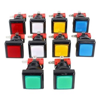 10x Arcade Square Led Push Button Switch For Arcade Game Mame Jamma Kit Part 12v