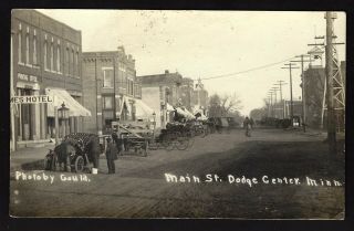 Rppc Dodge Center Mn Main Street 1912 Postcard