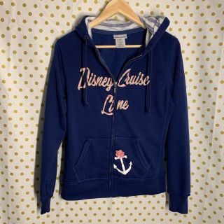 Disney Cruise Line Blue Zip Front Hoodie Sweatshirt Hood Jacket Anchor Size M
