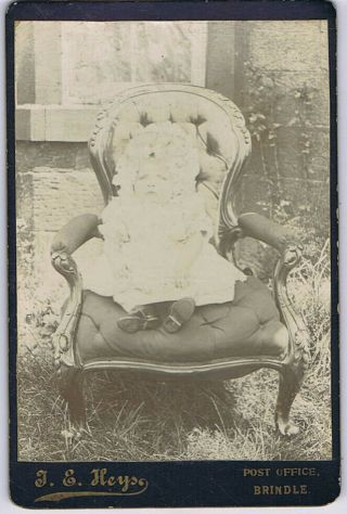 Cabinet Card Photograph Victorian Child In The Garden By Heys Of Brindle,  Lancs