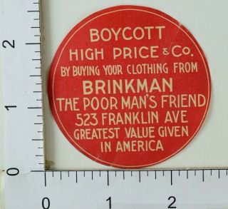 Victorian Advertising Label Sticker Brinkman The Poor Man 