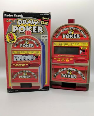 Vintage 1995 Radio Shack Draw Poker Savings Bank 3 Game 60 - 2484