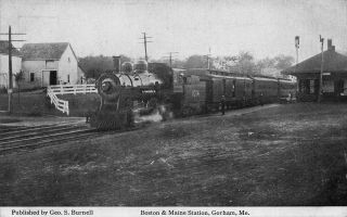 Gorham Me B&m Railroad Station Train Depot Postcard