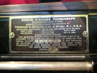 1910 Edison Fireside Phonograph MODEL A w/ Matching Edison Horn 2/4 Minute 3