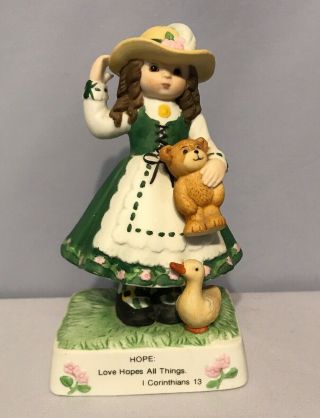 Lucy And Me Lucy Rigg Girl Bear Duck Hope Figure Signed Enesco 1985 J1