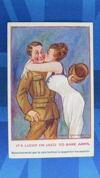 Ww1 Fred Spurgin Comic Postcard 1916 Tommy Boobs Bare Arms Field Censor 1030