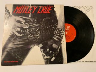 Motley Crue Too Fast For Love 1982 Lp Vinyl Record,  Shout At The Devil