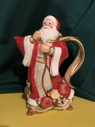 Fitz And Floyd Classic Santa Pitcher.  Ribbon For Handle And Sleeve For Spout
