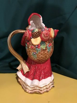 Fitz and Floyd Classic Santa Pitcher.  Ribbon for handle and sleeve for spout 3