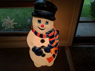 Vintage Blow Mold Holiday Xmas Decor Yard Snowman Chicago Bears Grand Venture