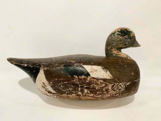 Vintage Signed Dated Duck Decoy Carved Solid Wood W/ Weight Primitive