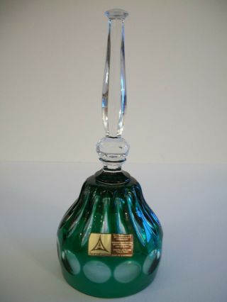 Anna Hutte Bleikristall Hand Cut Emerald Green Bell Made In Germany 7.  5 " Tall