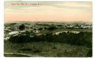 Franklin Nj - Birdseye View No 1 - Hand Colored Postcard Sussex County