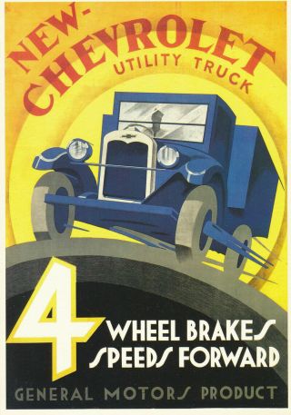 Vintage Advertising Postcard Jan Lavies 1929 Chevrolet Utility Truck General