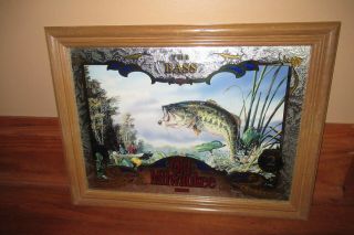 Vintage Old Milwaukee Beer Wildlife Series No.  2 The Bass Mirror Sign Fish