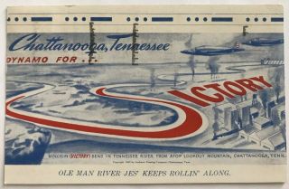 Victory 1943 Postcard,  Chattanooga,  Patriotic,  War Planes,  Ole Man River,